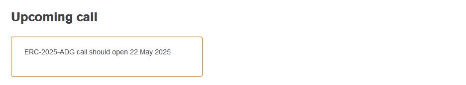 ERC-2025-ADG call should open on the 22nd of May 2025